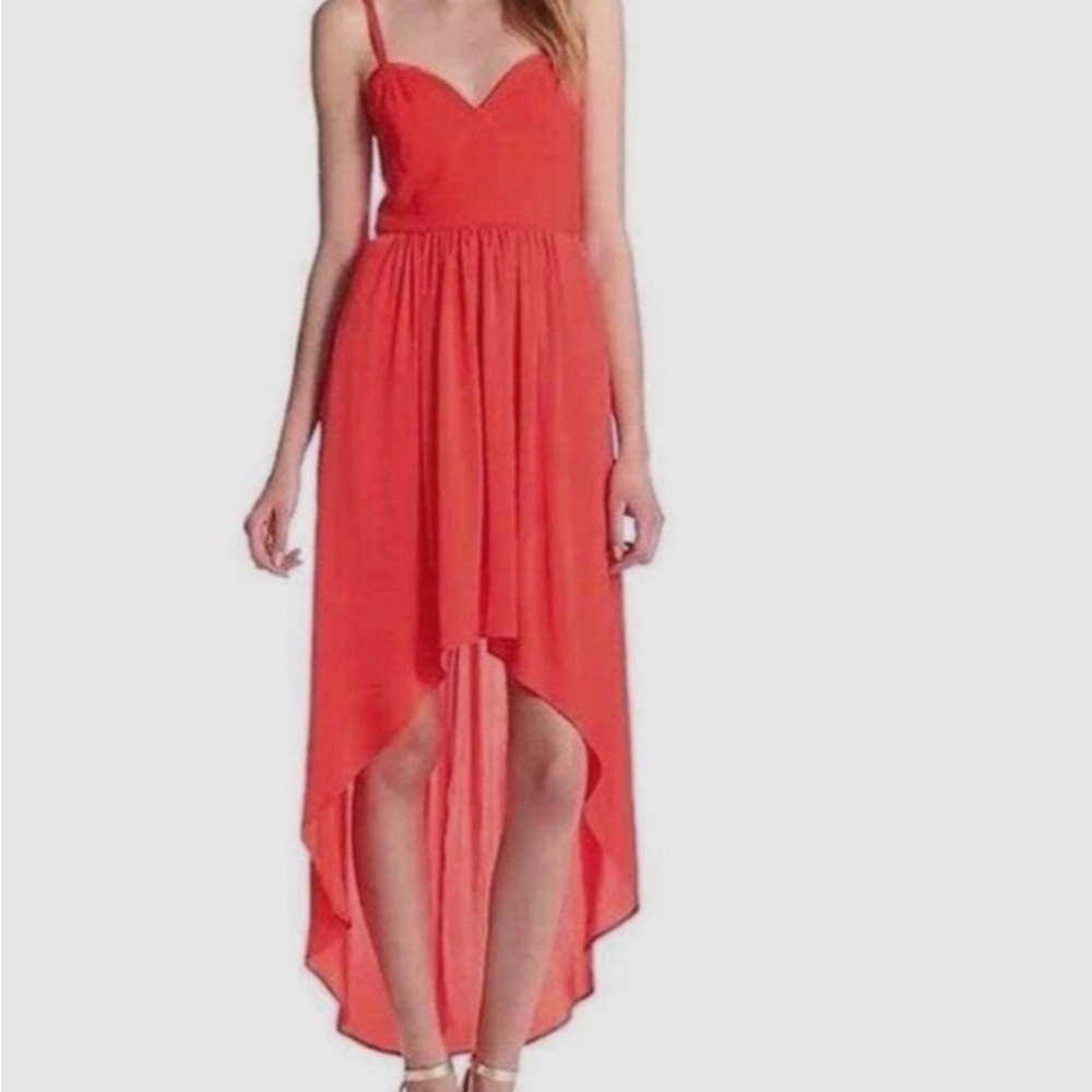 BCBGMaxAzria Coral High-Low Spaghetti Strap Dress